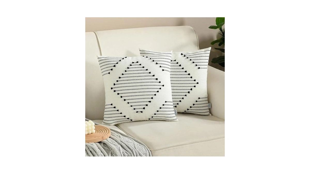 Boho Throw Pillow Covers 18x18 Inch Farmhouse Decorative Accent Woven