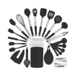Silicone Kitchen Cooking Utensils Set With Stainless Steel Handle, Spatula