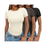 Ekouaer Basic Tees For Women Short Sleeve Shirts Crew Neck