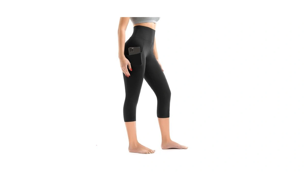 Walifrey Capri Leggings With Pockets For Women, High Waisted Buttery