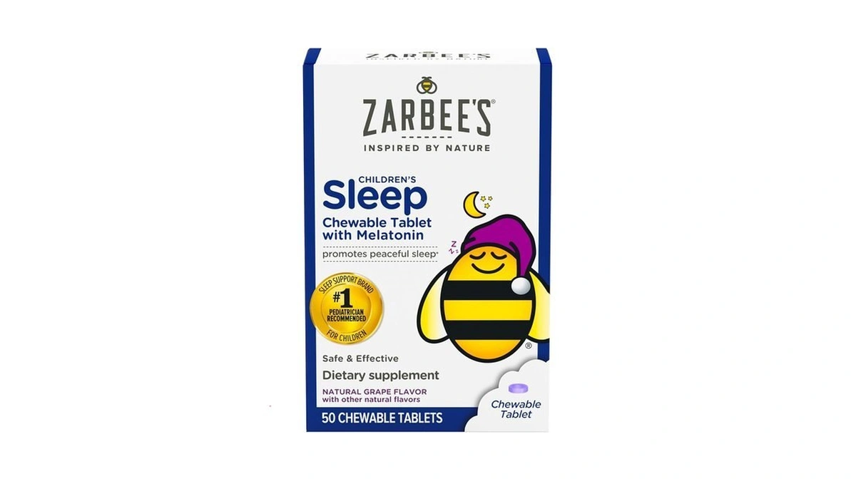 Zarbee's Kids Melatonin Chewable Tablet, 1mg Melatonin, Drug-free & Effective