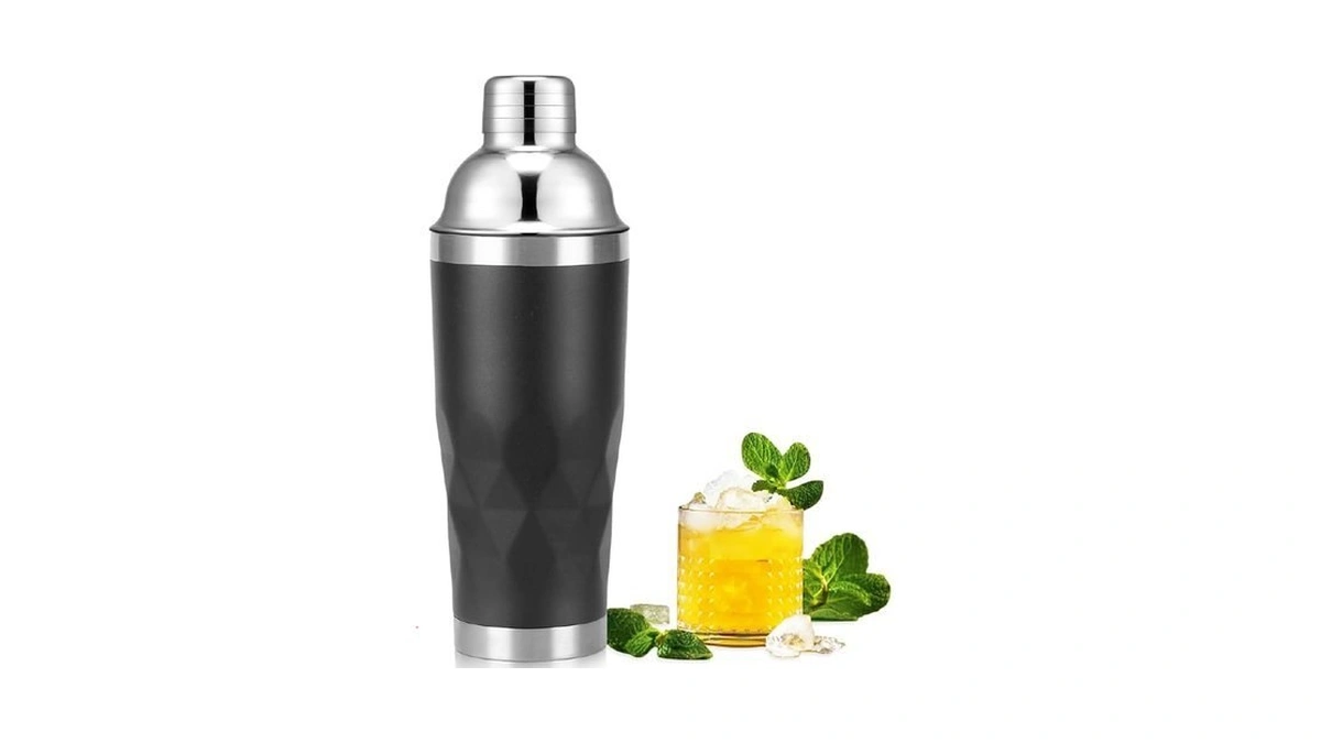 Insulated Cocktail Shaker Black -20oz Double Wall Vacuum Stainless Steel