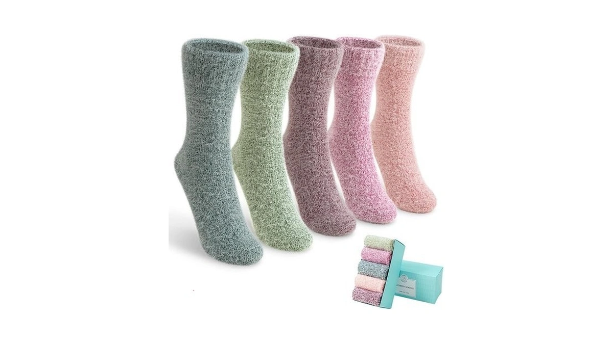Iceivy 5 Pair Fuzzy Cozy Fluffy Socks For Women, Warm