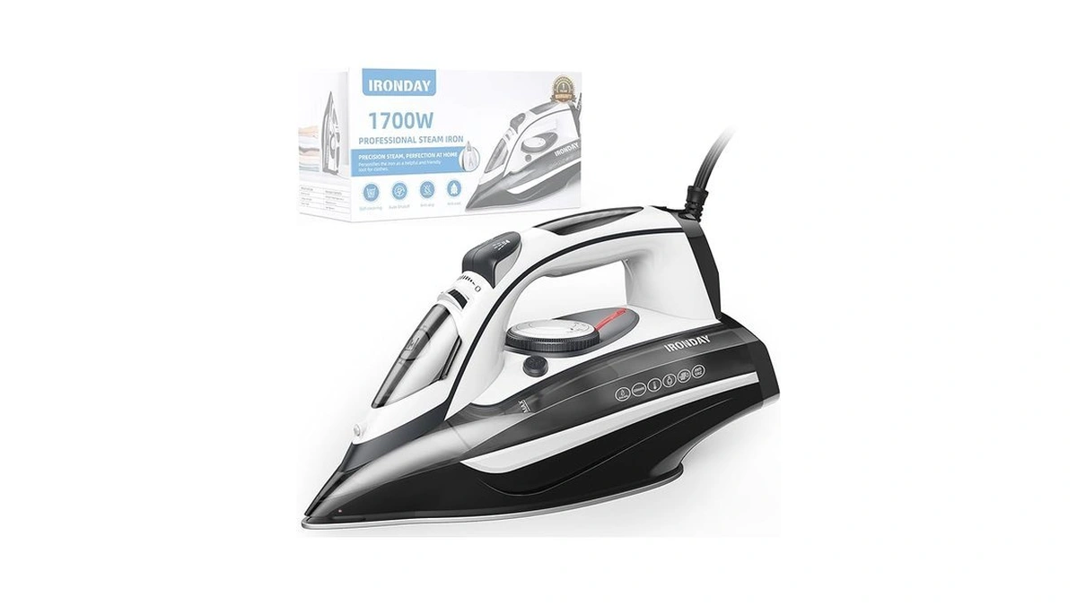 Ironday 1700w Steam Iron For Clothes 20s Fast Heat-up, Non-stick