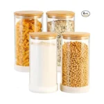 Tbwind 53oz Round Glass Storage Containers With Bamboo Lids –