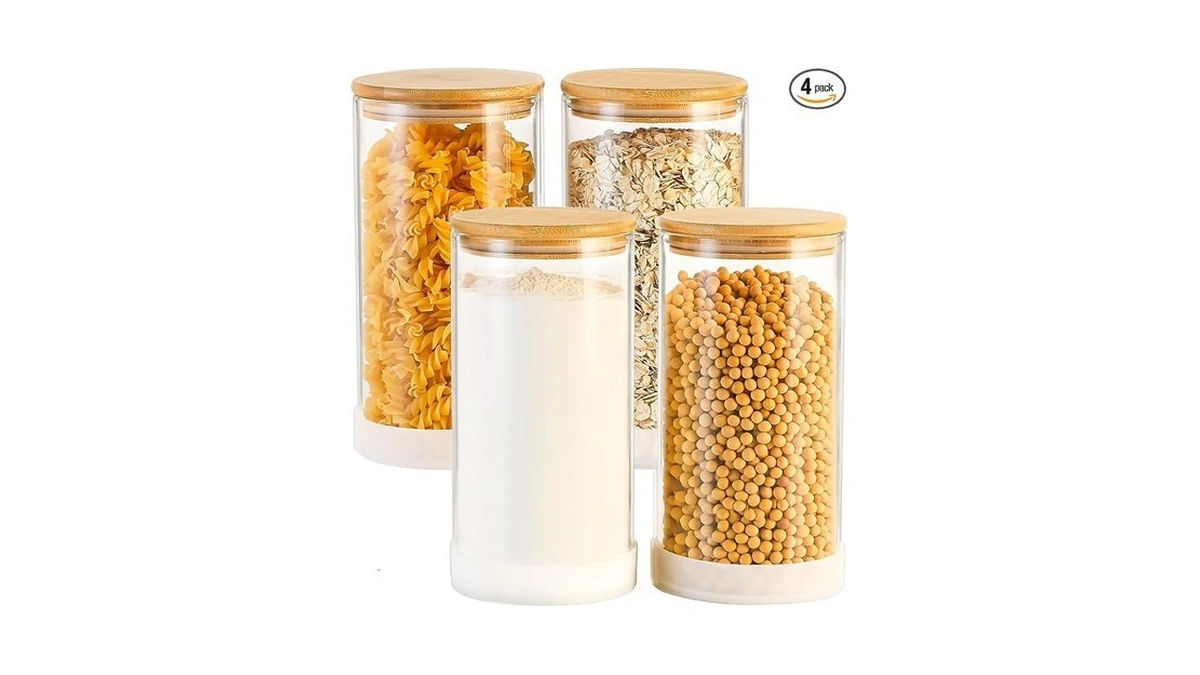 Tbwind 53oz Round Glass Storage Containers With Bamboo Lids –