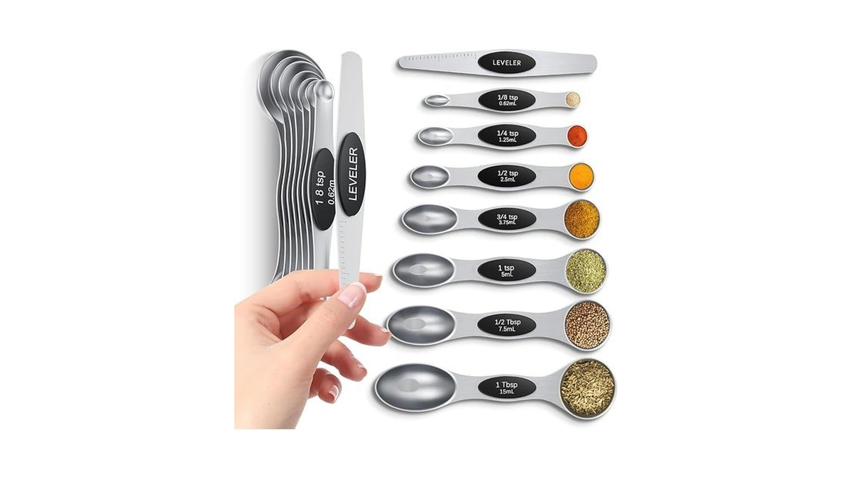 Magnetic Measuring Spoons Set With Strong N45 Magnets, Heavy Duty