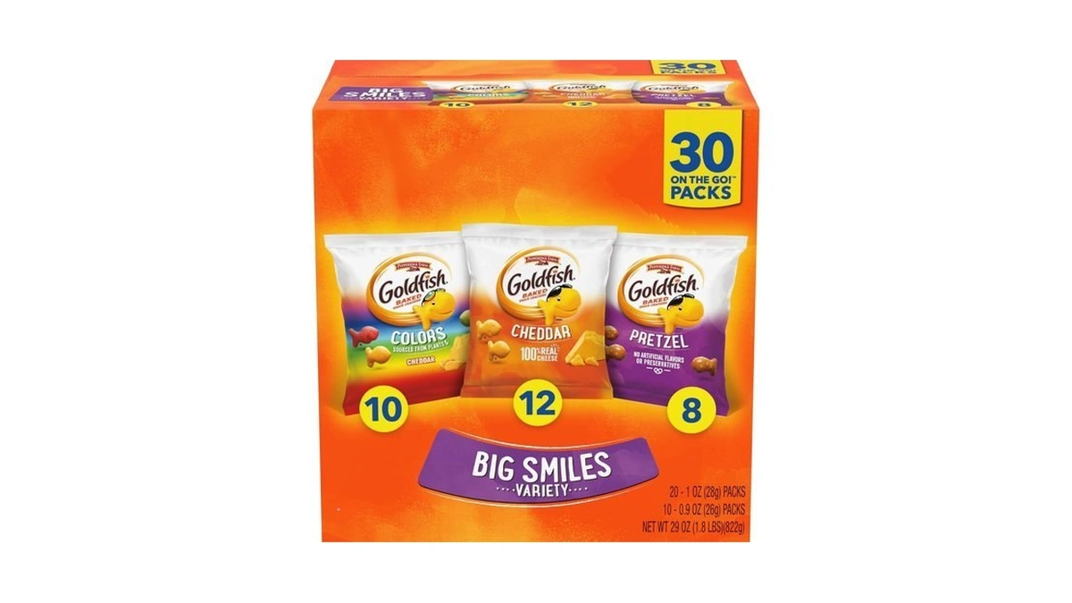 Goldfish Crackers Big Smiles Variety Pack With Cheddar, Colors, And