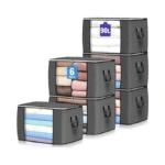 90 L Large Storage Bags, 6 Pack Clothes Storage Bins