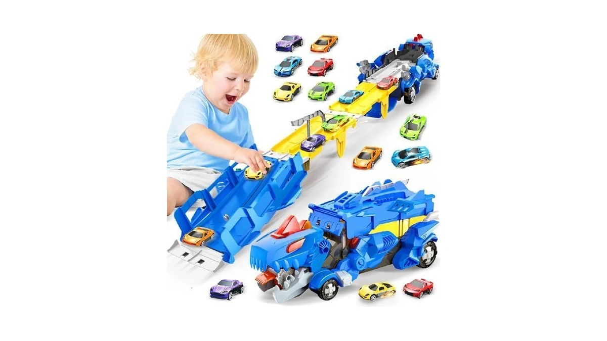 Dinosaur Toys For Kids 3-5, Dinosaur Truck With 6 Cars