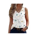 Zeagoo Tank Top For Women 2026 Pleated V Neck Floral
