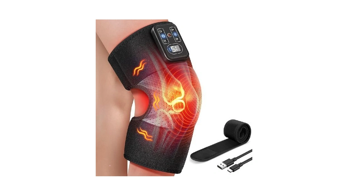 Masgre Cordless Knee Massager With Heat, Vibration Heating Pad For