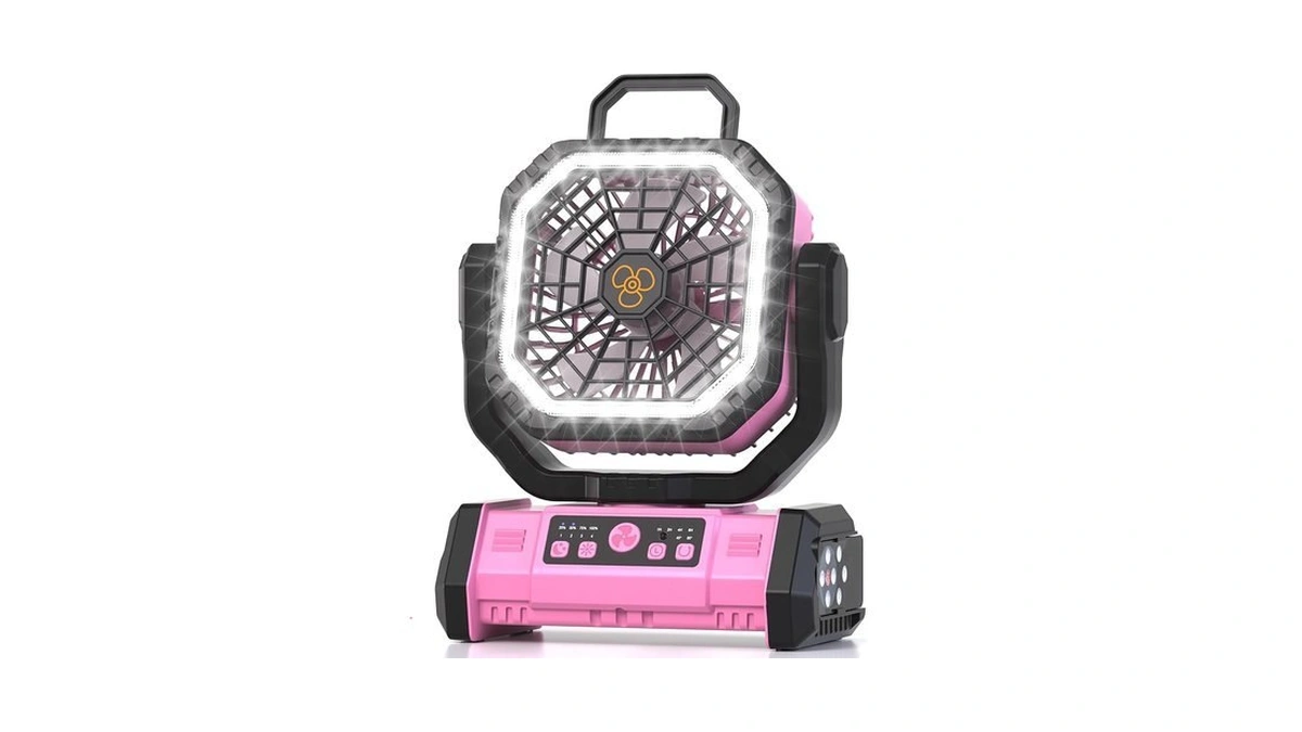 Honesorn Portable Fan Rechargeable 20000mah, Camping Fan With Led Light