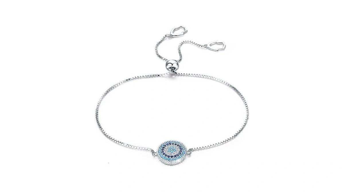 Bisaer 925 Sterling Silver Lucky Blue Evil Eye Bracelets Sparkling