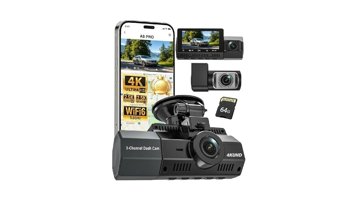 Eivikga 4k+2.5k+2.5k Dash Cam, Starvis 2 Sensor, Dash Camera 3-channel,