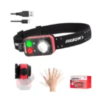 Arrow Rechargeable Led Headlamp, Zoomable Head Lamp With Red/green/white Light,