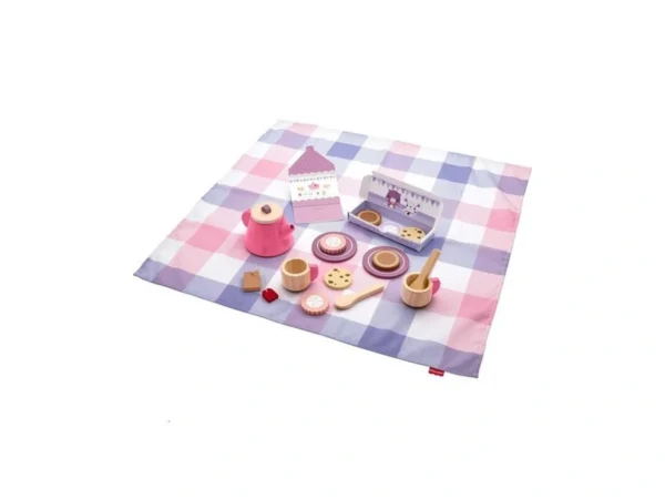 Fisher-price Wood Pretend Play Toy Picnic Tea Set, 18-pieces With