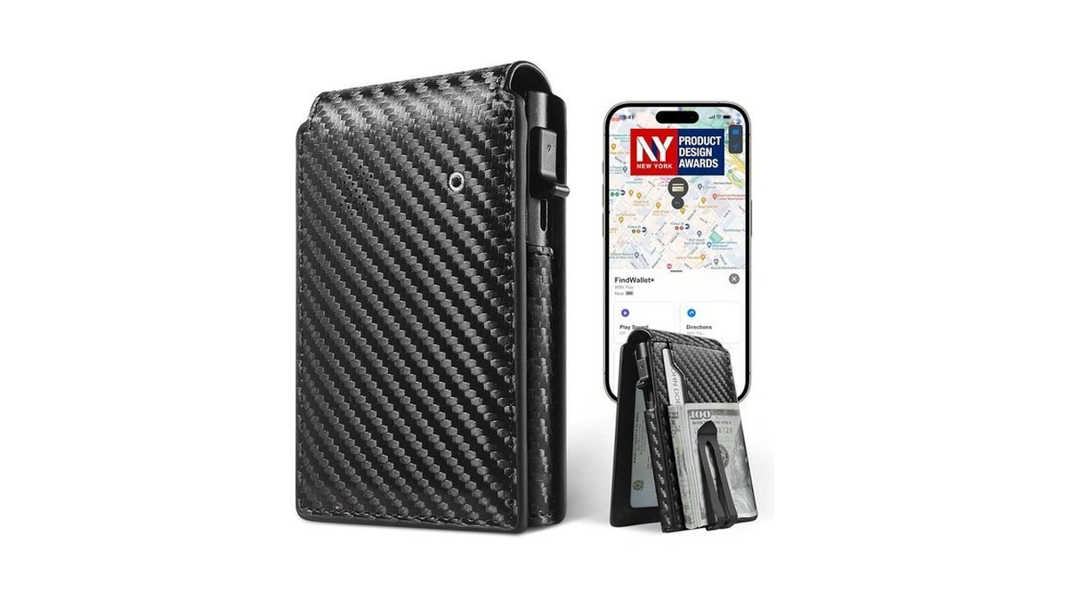 Auskang Mens Wallet With Tracker Works For Find My App
