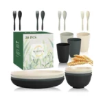 Wrova Wheat Straw Dinnerware Sets For 4, 20-piece Reusable Kids