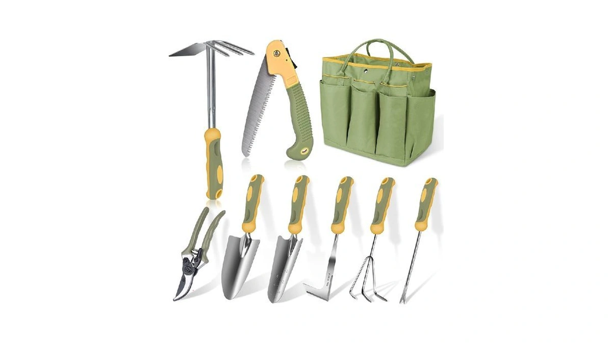 Garden Tool Set, Wisakey 9 Piece Stainless Steel Heavy Duty