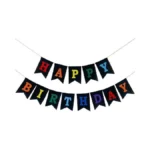 Colorful Happy Birthday Banner, Pre-strung Burlap Rainbow Happy Birthday Sign