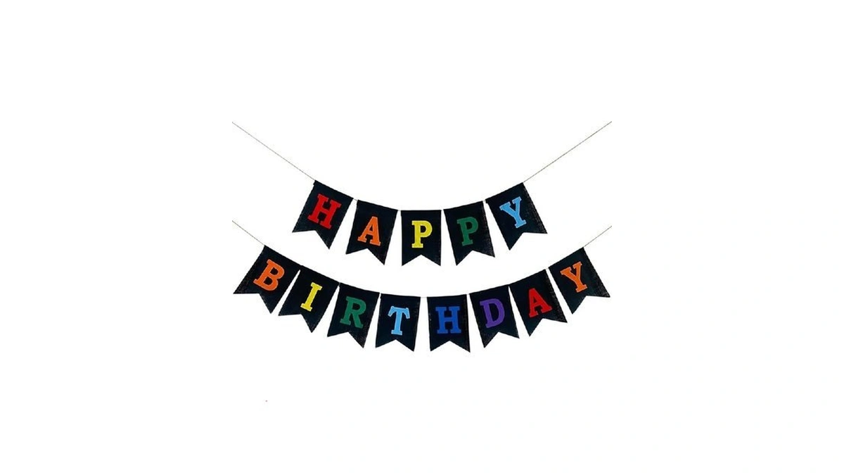 Colorful Happy Birthday Banner, Pre-strung Burlap Rainbow Happy Birthday Sign