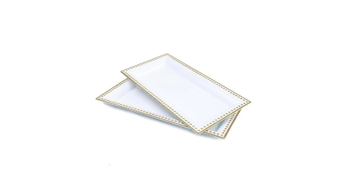 Leemxiiny 2 Pack White Bathroom Vanity Tray For Countertop With