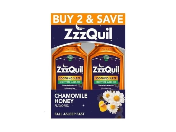 Zzzquil Liquid Sleep Aid, Soothing Sleep, Diphenhydramine 50mg Hcl, Chamomile