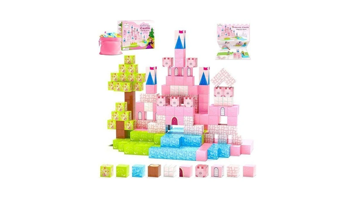 Hiwawind Updated Princess Magnetic Blocks For Girls, Princess Castle Magnetic