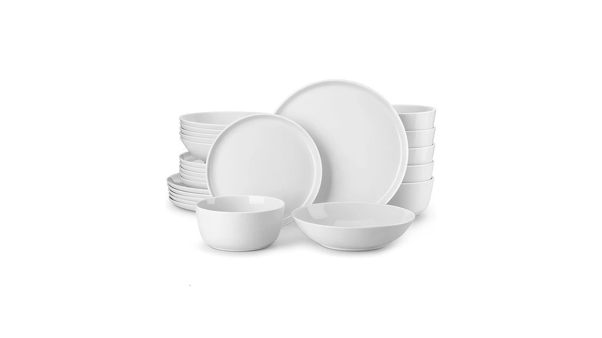 Malacasa 24 Pieces Gourmet Porcelain Dinnerware Sets, Premium Plates And
