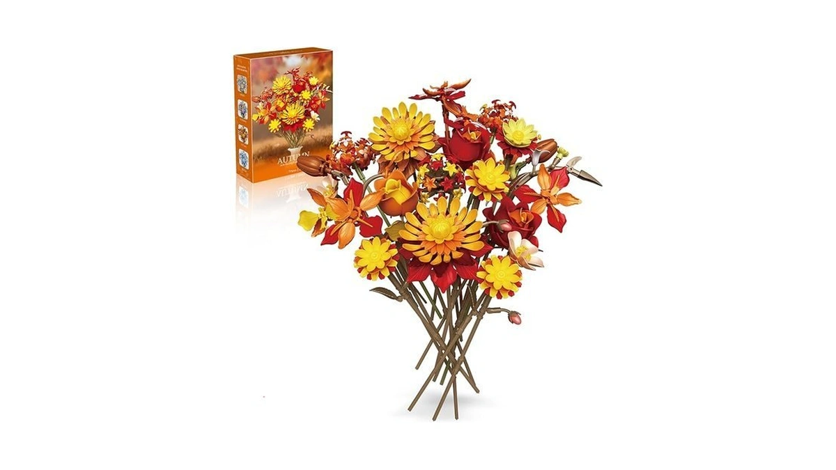 Zonecytd Orange Flowers Bouquet Building Set For Adults, Artificial Floral