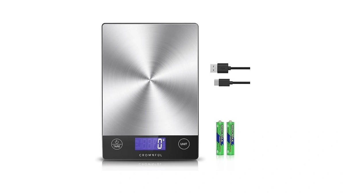 Crownful Food Scale, 33lb Rechargeable 304 Stainless Steel Digital Kitchen
