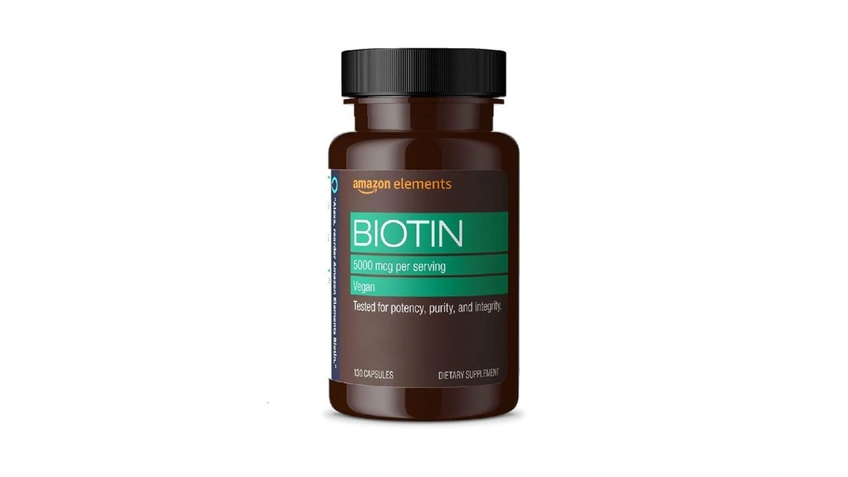 Amazon Elements Vegan Biotin 5000 Mcg For Hair, Skin, And