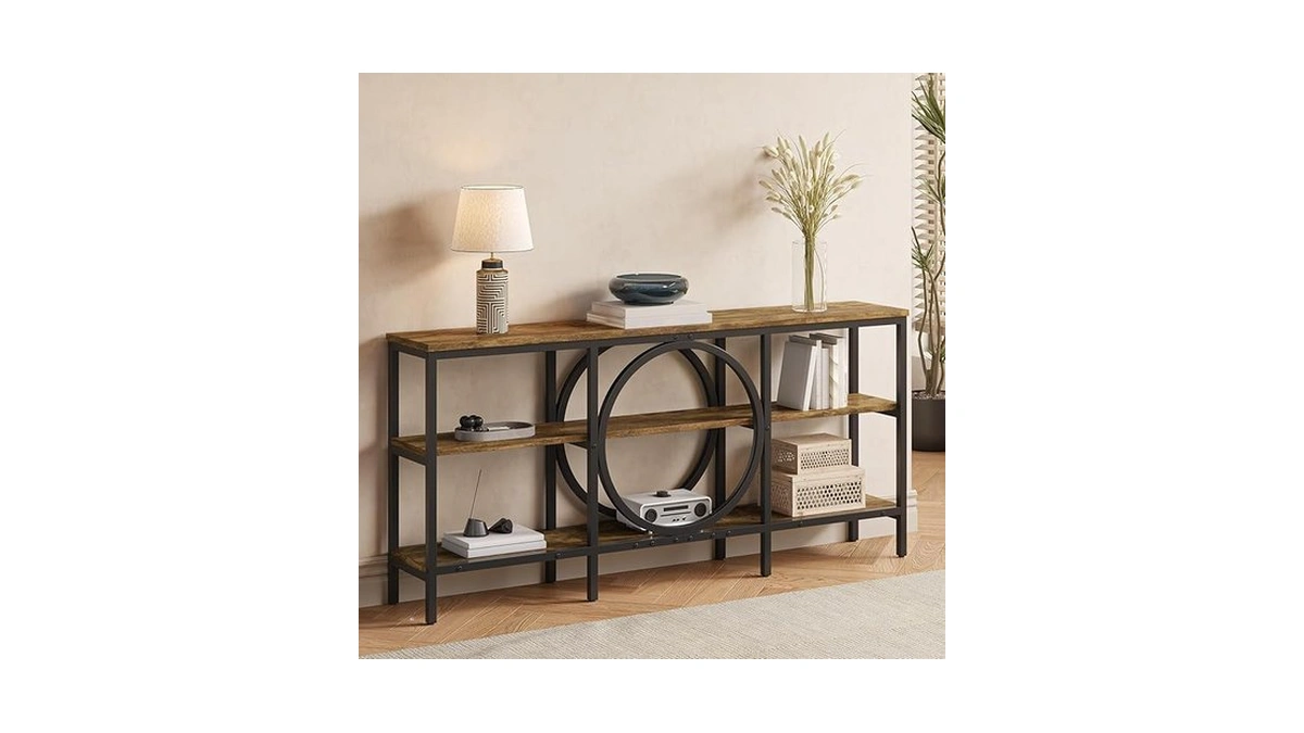 Tarnorci Black Entryway Table, 66.9‘’ Modern Farmhouse Decor Console Table