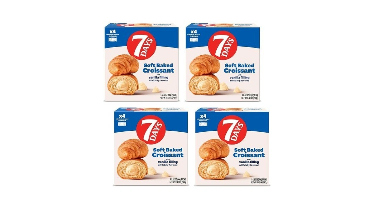 7days Soft Croissant Multipacks (16 Pack), Vanilla, 4 Boxes, Non-gmo