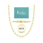 Eterjew 4mm 14k Plated Gold Paperclip Chain Necklace For Women,