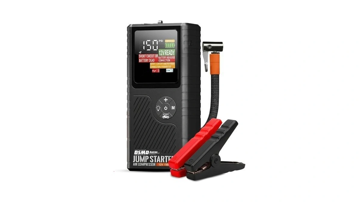 Jump Starter With Air Compressor, Portable Car Battery Booster For