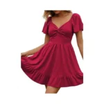Ecowish Twist Front Mini Summer Dresses For Women Short Flutter