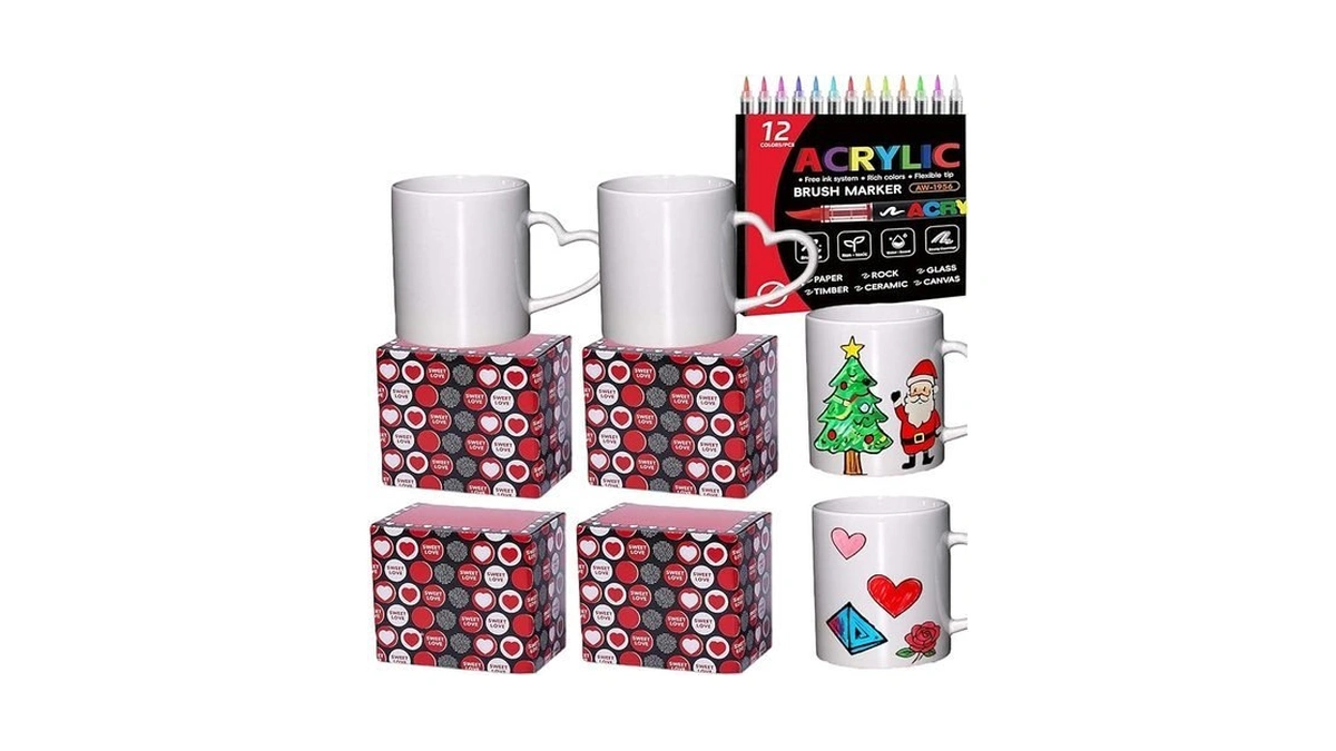 Lmminbz 4 Pcs Mug Painting Kit Paint Your Own Mug