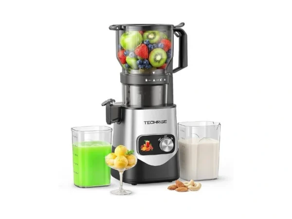 Techrise 3-in-1 Cold Press Juicer With 6" Wide Feed Chute,
