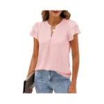 Simplefunwomens Summer Dress Shirts And Blouses Flutter Short Sleeve Vneck