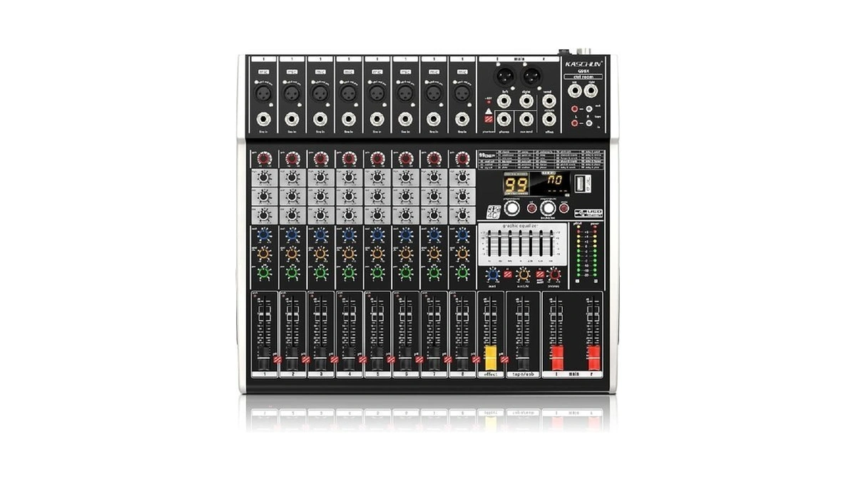 Professional 8 Channel Audio Mixer With Bluetooth, Xlr Inputs, 99