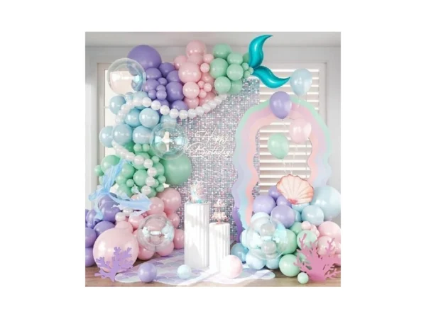 Crossfingers Mermaid Balloon Garland Arch Kit,145pcs Purple Pastel Pink Light