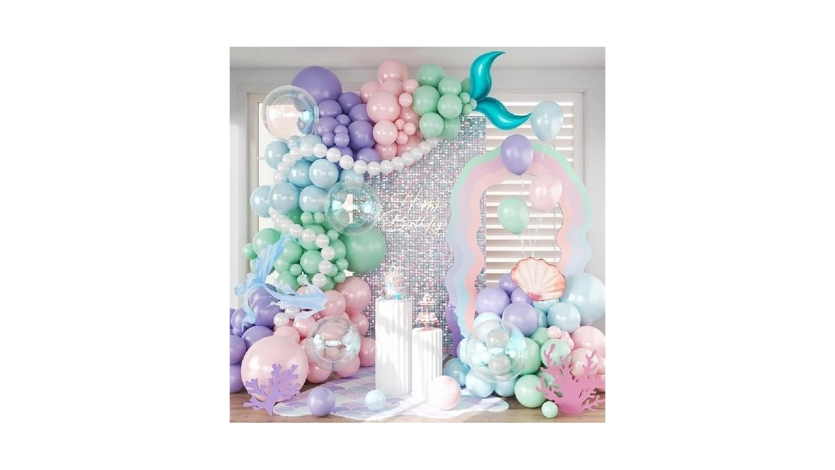 Crossfingers Mermaid Balloon Garland Arch Kit,145pcs Purple Pastel Pink Light