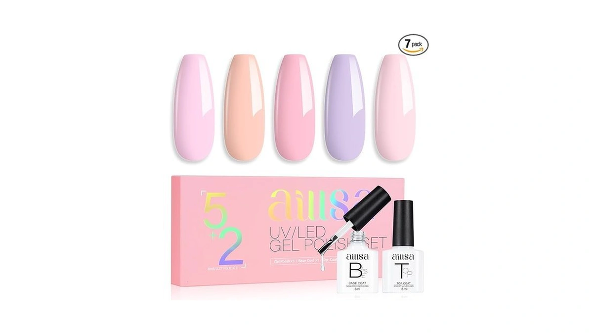 Aillsa Pastel Pink Nail Polish Set Macaron Light Purple Orange
