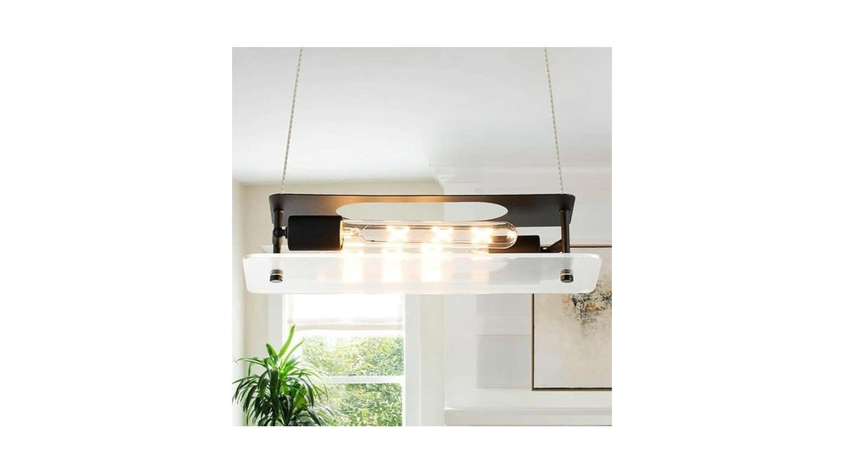 Impioio Black Linear Pendant Light, Adjustable Height Modern Chandelier With