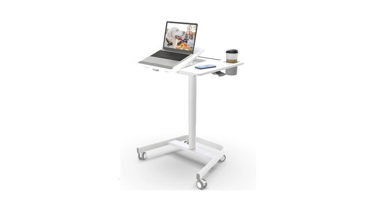 Joy Worker Mobile Standing Desk, Height Adjustable Table, 60° Tiltable