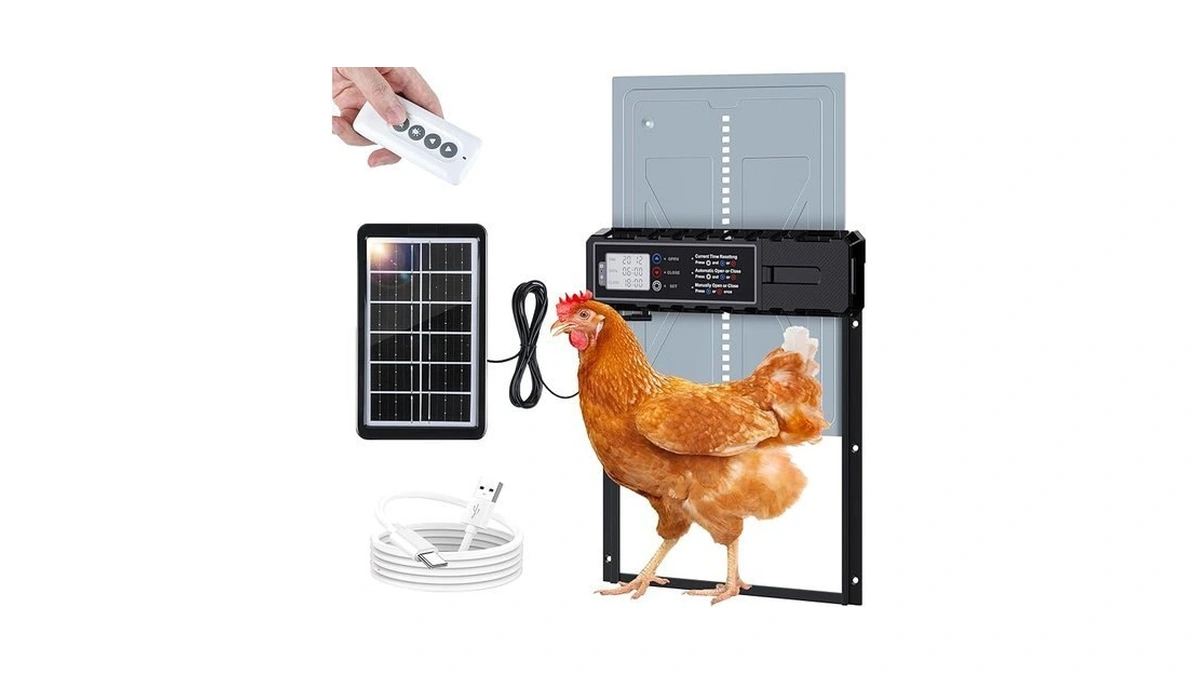 Automatic Chicken Coop Door Solar Powered With Timer & Light