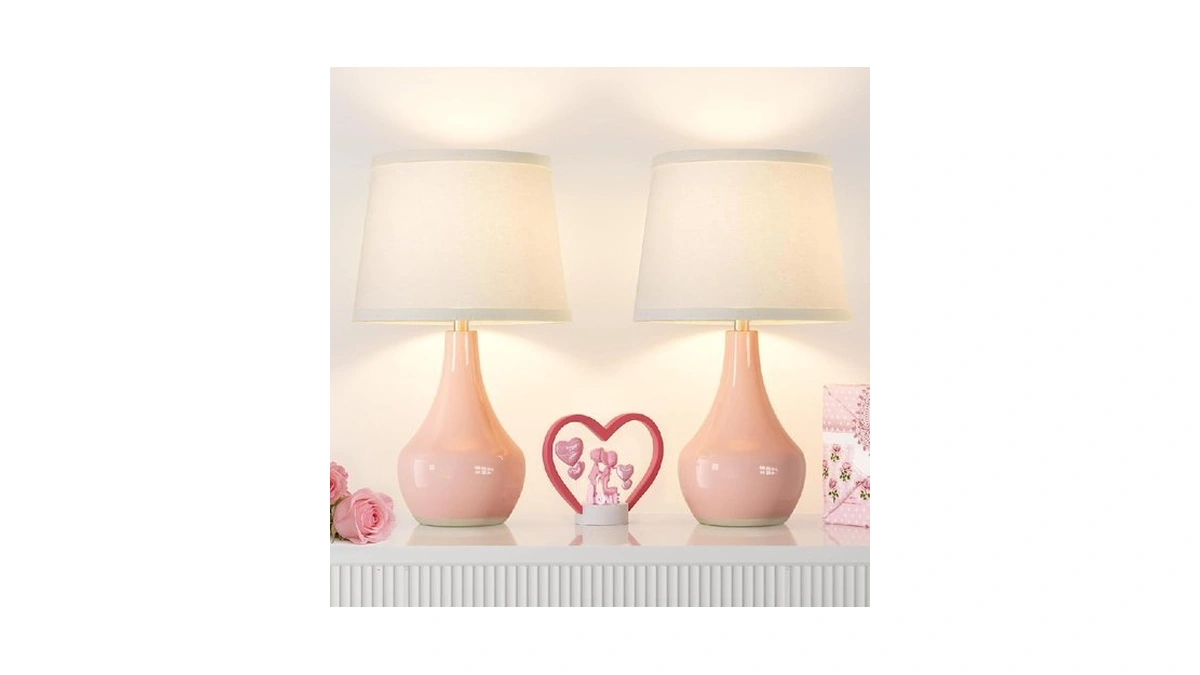 Seealle Modern Pink Table Lamps Set Of 2 - Bedroom