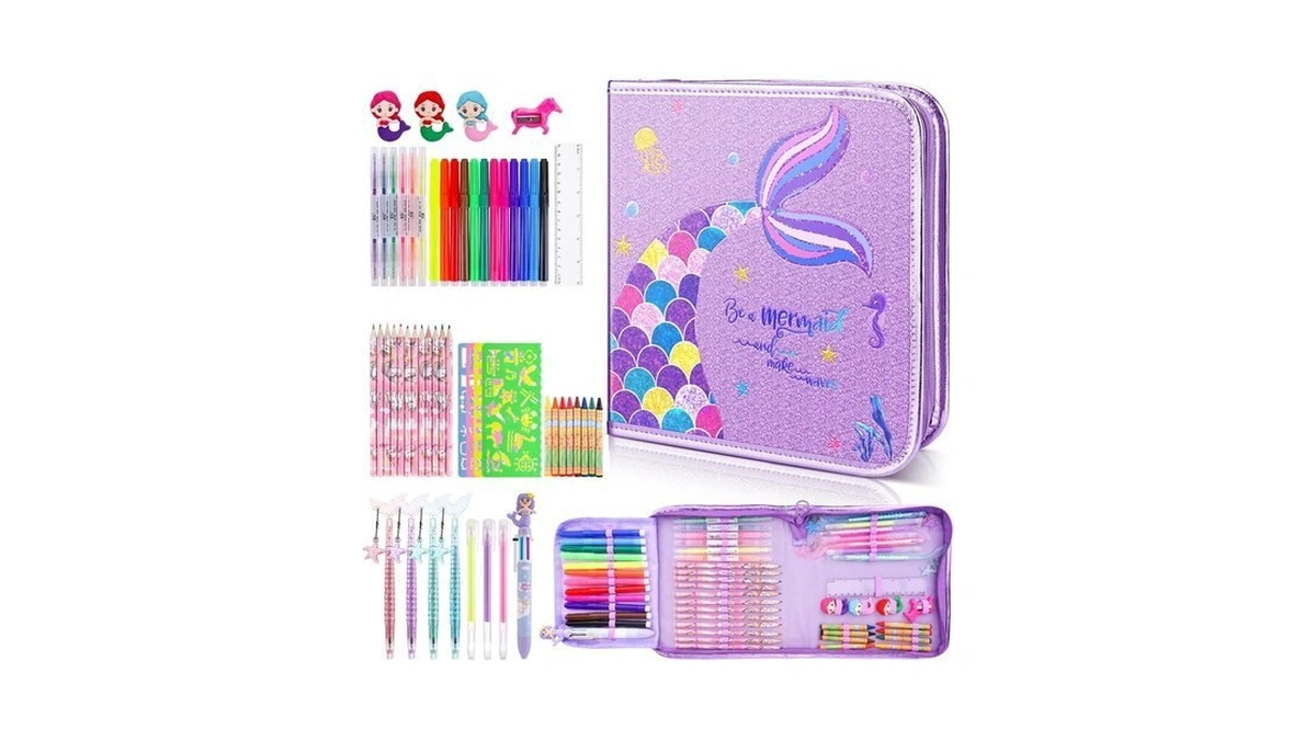 Maigozon Mermaid Art Craft Kit For Kids, 56 Piece Set